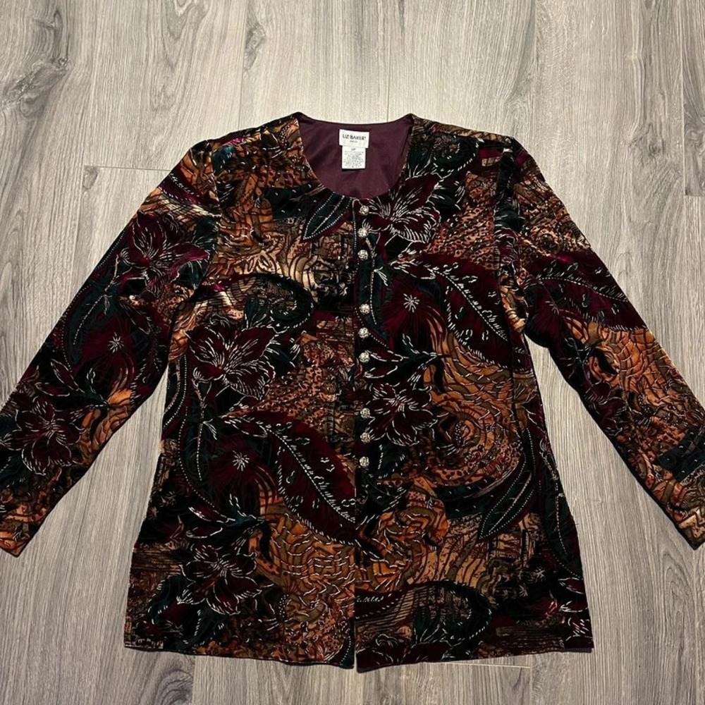 Liz Baker Multicolor Abstract Floral Women's Jacket 8P
